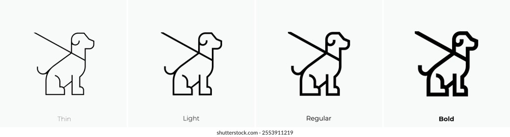 walking the dog icon. Thin, Light Regular And Bold style design isolated on white background