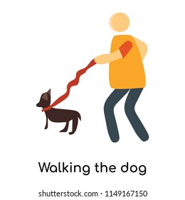 Walking the dog icon vector isolated on white background for your web and mobile app design, Walking the dog logo concept person