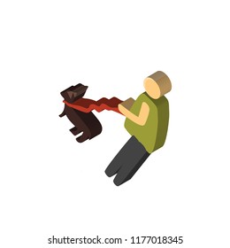 Walking the dog isometric left top view 3D icon