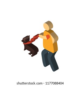 Walking the dog isometric left top view 3D icon