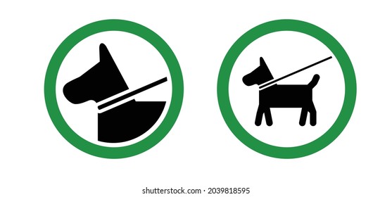 Walking with the dog, keep your dog on a leash. Cartoon walk with hound and lead icon. Pet on lead allowed only. Vector stick figure dog pictogram. Silhouette of a dog. Stickfigure or stickman logo