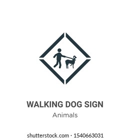 Walking dog sign vector icon on white background. Flat vector walking dog sign icon symbol sign from modern animals collection for mobile concept and web apps design.