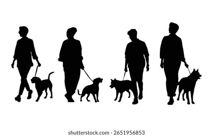 walking dog silhouette with white background separate