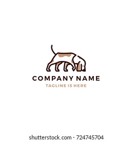 walking dog smells vector logo template