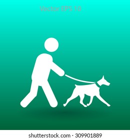 walking dog vector icon