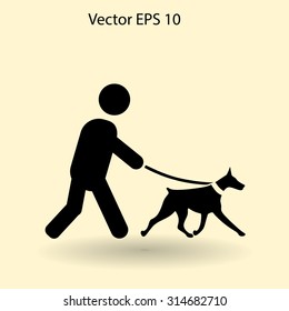 walking dog vector icon