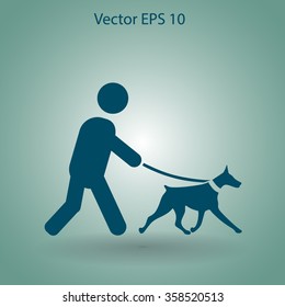 walking dog vector icon