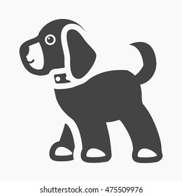 Walking the dog vector icon in black style for web