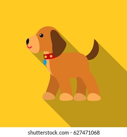 Walking the dog vector icon in flat style for web