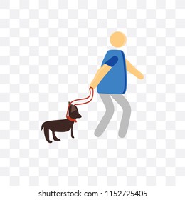 Walking the dog vector icon isolated on transparent background, Walking the dog logo concept