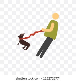 Walking the dog vector icon isolated on transparent background, Walking the dog logo concept