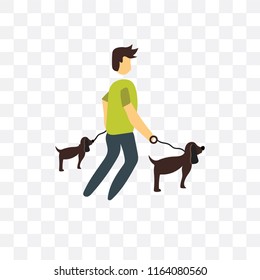 Walking the dog vector icon isolated on transparent background, Walking the dog logo concept
