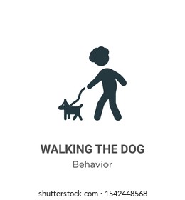 Walking the dog vector icon on white background. Flat vector walking the dog icon symbol sign from modern behavior collection for mobile concept and web apps design.