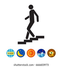 Walking down staircase