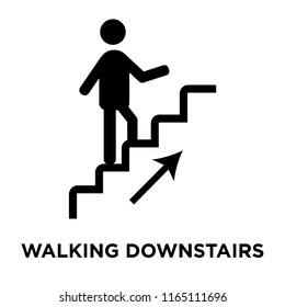Walking downstairs icon vector isolated on white background, Walking downstairs transparent sign