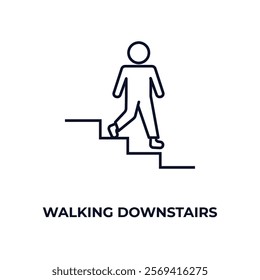 walking downstairs outline icon. Linear vector from people concept. Thin line walking downstairs icon isolated on white background