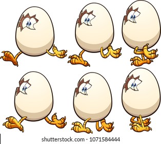 Walking egg sprites ready for animation. Vector clip art illustration with simple gradients. Each on a separate layer.
