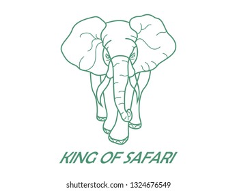 Walking elephant line art. Vector illustration. File ready for laser engraving or cutting