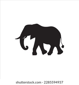 An walking elephant silhouette vector art work.