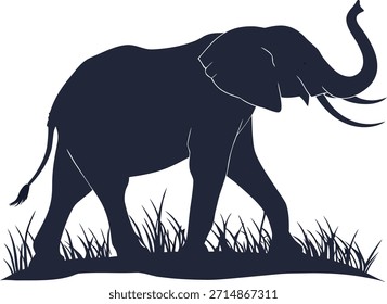 Walking Elephant Silhouette Vector Illustration