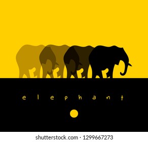 Walking elephants. Vector illustration