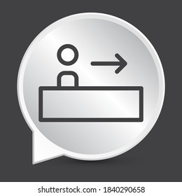 Walking Escalator sign icon in silver button. Eps10 vector illustration.