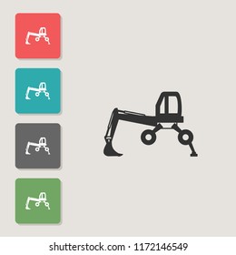 Walking excavator - vector icon. Symbol for web, infographics, print design and mobile UX/UI kit. Vector illustration, EPS10.