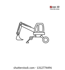 Walking excavator - vector icon. Symbol for web, infographics, print design and mobile UX/UI kit. Vector illustration, EPS10.