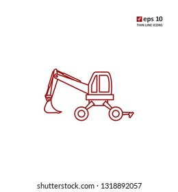 Walking excavator - vector icon. Symbol for web, infographics, print design and mobile UX/UI kit. Vector illustration, EPS10.