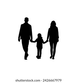 A walking family silhouette captures the warmth and togetherness of loved ones as they embark on a leisurely stroll, enjoying each other's company amidst the beauty of their surroundings.