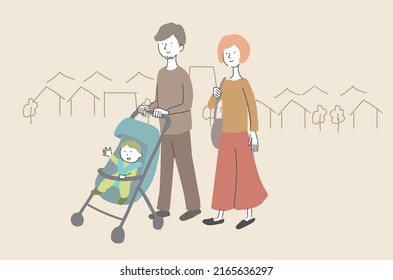 familia caminante con vector de parásitos