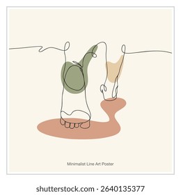 Walking Feet Minimal Line Drawing. Journey and Travel Poster