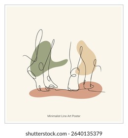Walking Feet Minimal Line Drawing. Journey and Travel Poster