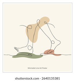 Walking Feet Minimal Line Drawing. Journey and Travel Poster