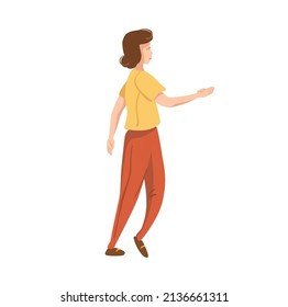 walking female character - simple vector flat illustration 