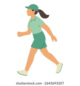 Walking Female Golfer – Confident Sporty Woman Vector Pose