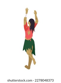 Walking female zombie back view isometric icon vector illustration