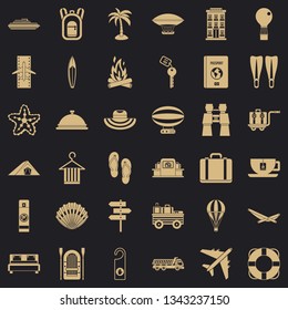 Walking in forest icons set. Simple style of 36 walking in forest vector icons for web for any design