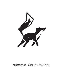 walking fox art with roaring logo