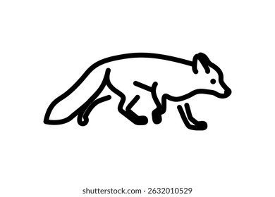 ícone de raposa caminhante. adequado para símbolo animal. estilo de linha preta. design simples editável. modelo de design vetor. símbolo ilustração sobre fundo branco