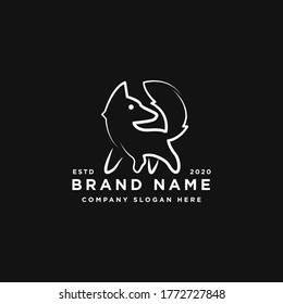 walking fox logo. design vector illustration