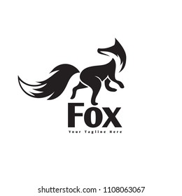 Walking fox logo with look back