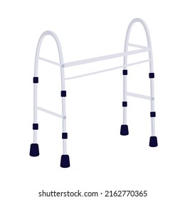 Walking frame semi flat color vector object. Full sized item on white. Mobility for disabled people. Supporting device simple cartoon style illustration for web graphic design and animation