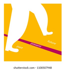 Walking to the future. The present is a line. Serie of metaphorical concepts and poetry images.