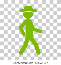 Walking Gentleman icon. Vector illustration style is flat iconic symbol, eco green color, transparent background. Designed for web and software interfaces.
