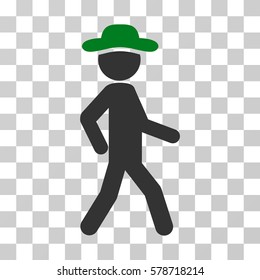 Walking Gentleman icon. Vector illustration style is flat iconic bicolor symbol, green and gray colors, transparent background. Designed for web and software interfaces.