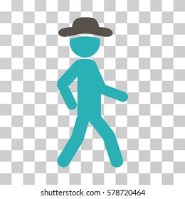 Walking Gentleman icon. Vector illustration style is flat iconic bicolor symbol, grey and cyan colors, transparent background. Designed for web and software interfaces.