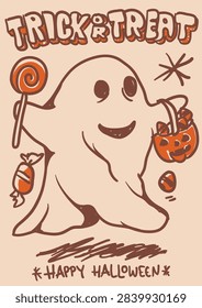 walking ghost holding candy