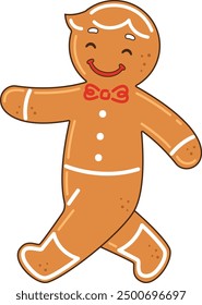 Walking gingerbread man vector illustration