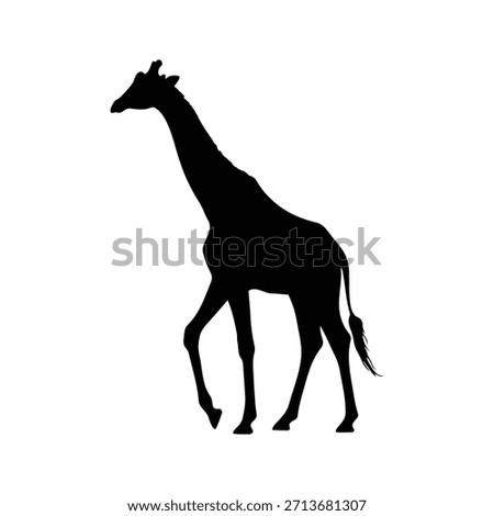 Walking giraffe silhouette icon vector flat design.